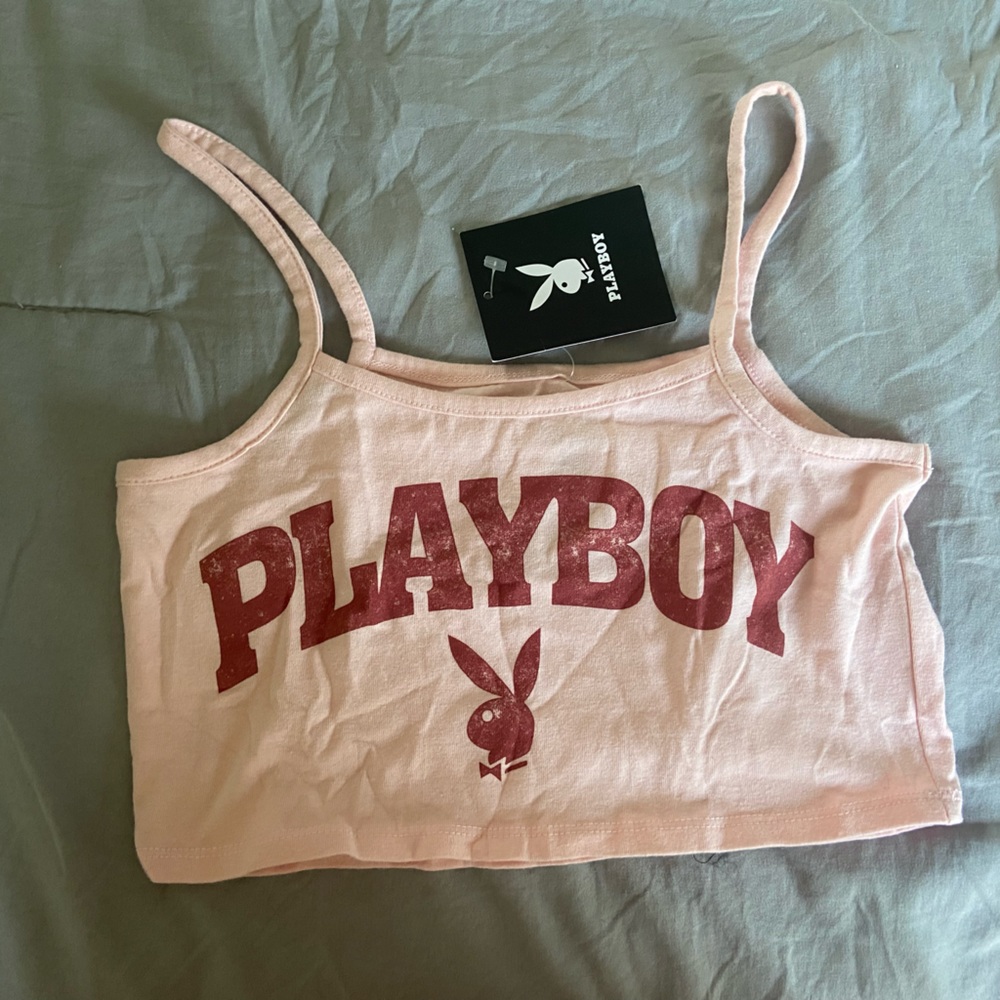 Pink playboy crop top